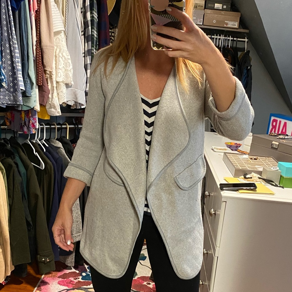 Grey Drape Front Cocoon Coat